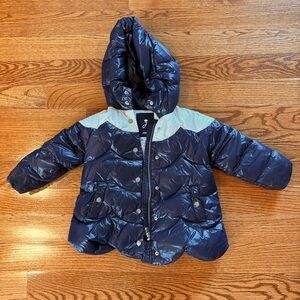 jacadi 3T navy and white scalloped down coat